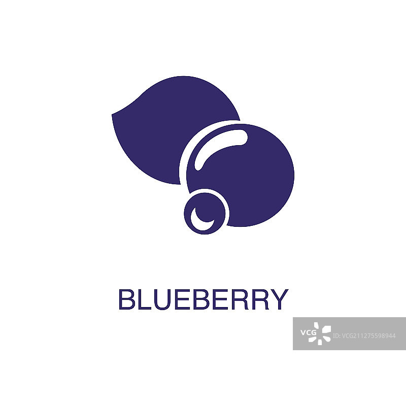 蓝莓元素在平坦的简单风格的白色图片素材