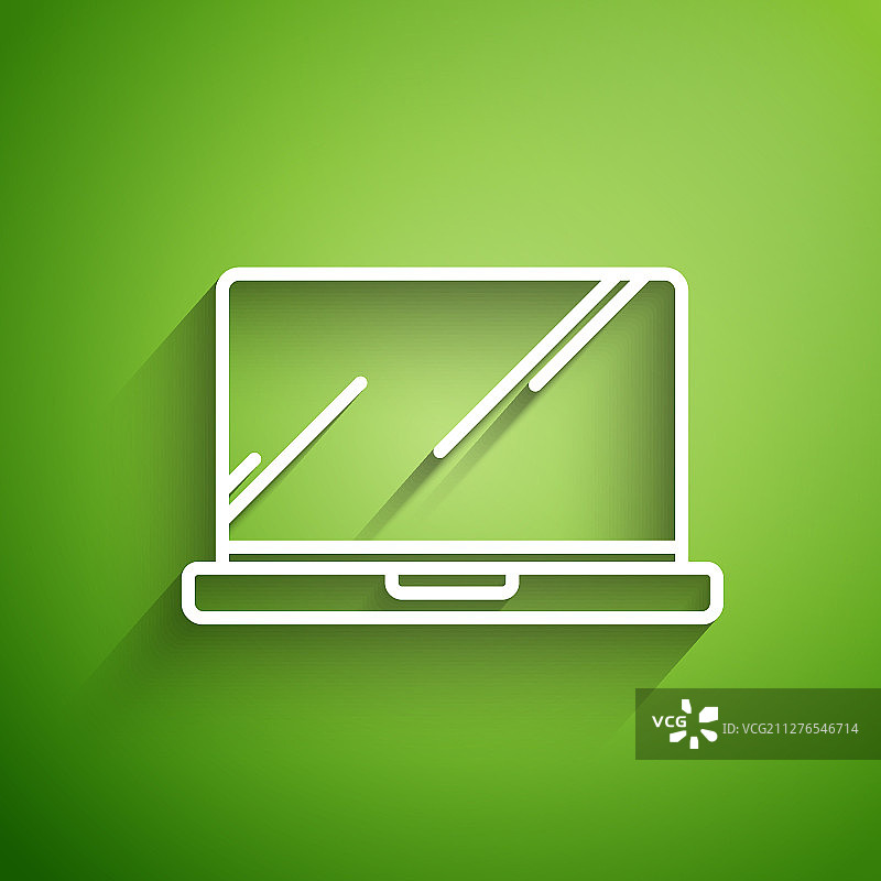 白线笔记本电脑图标隔离在绿色图片素材