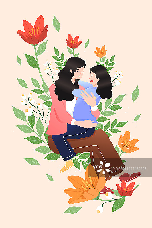 卡通母亲节备孕亲子购物节电商促销活动矢量插画图片素材