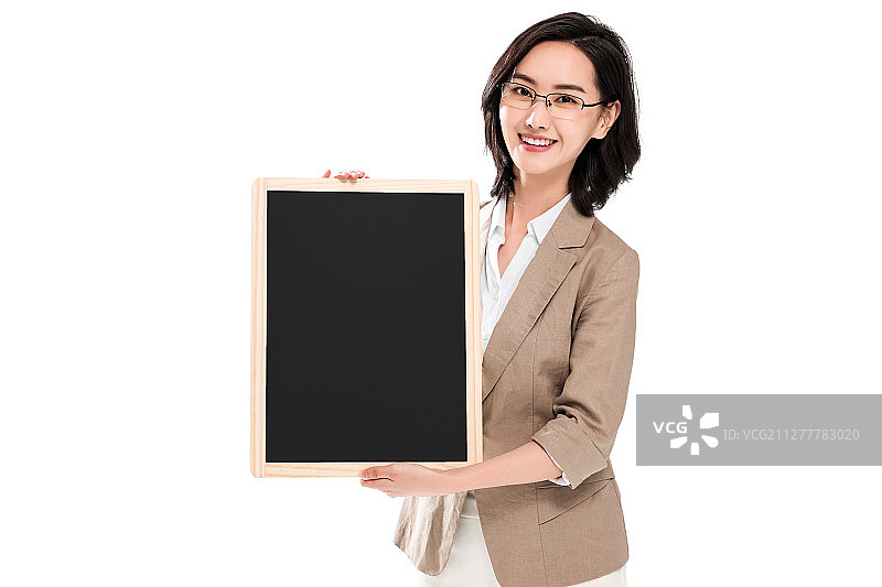青年女教师拿着黑板图片素材