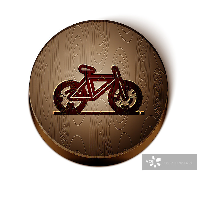 棕色线自行车图标孤立在白色图片素材