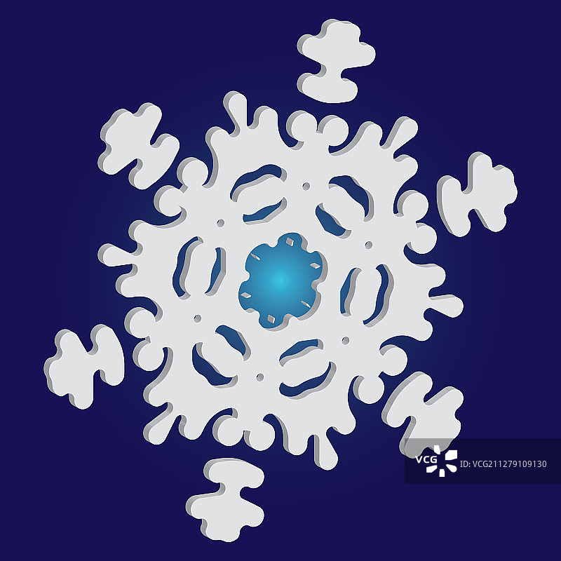 蓝色背景下简单的圣诞雪花图片素材