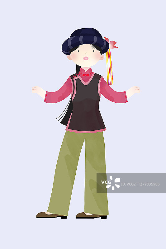 中国传统文化少数民族保安族服饰插画图片素材