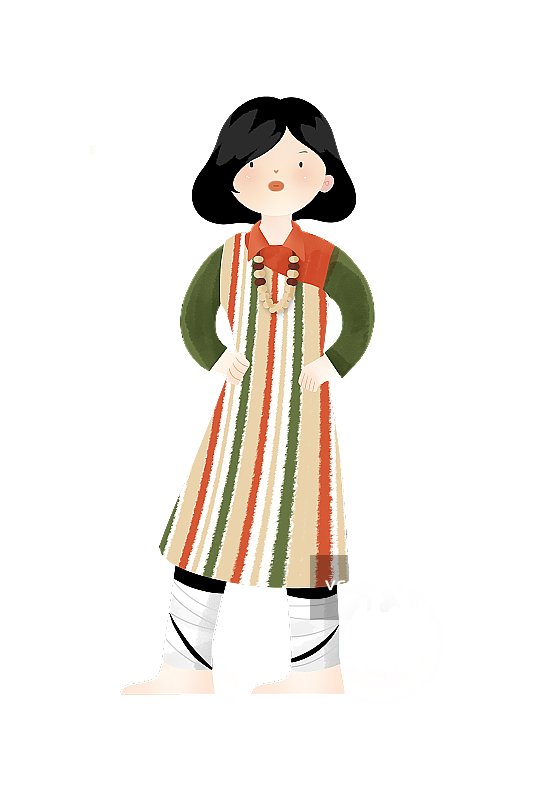 中国传统文化少数民族独龙族服饰插画图片素材