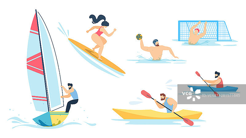 水上运动人物和运动人物的设定图片素材