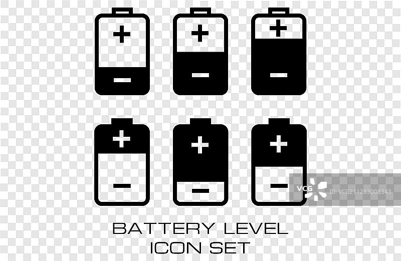 设置电池图标包含6个电池水平图片素材