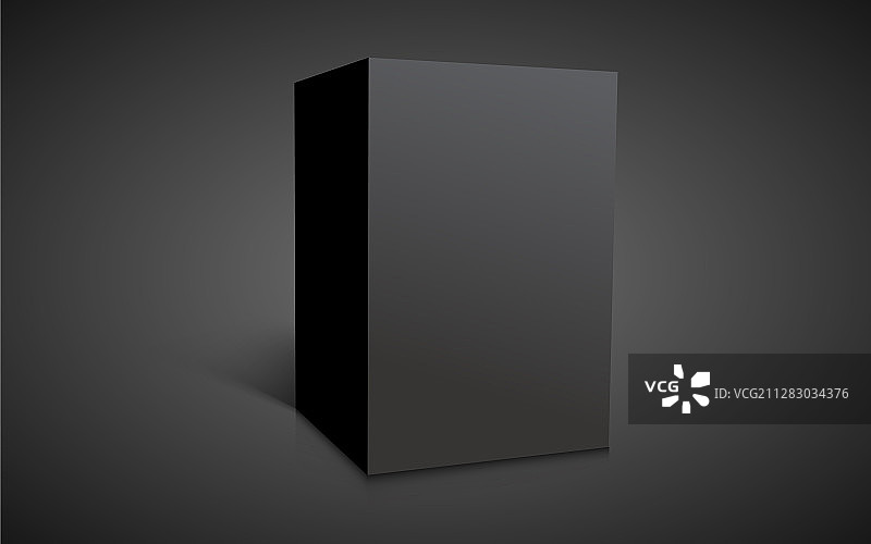 空白的黑色立方体孤立在黑暗的背景图片素材