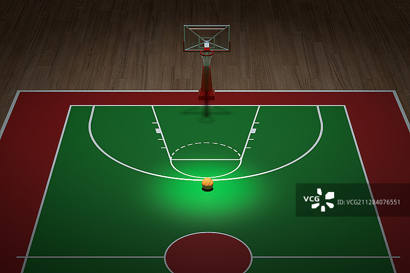室内木地板篮球场 三维渲染图片素材