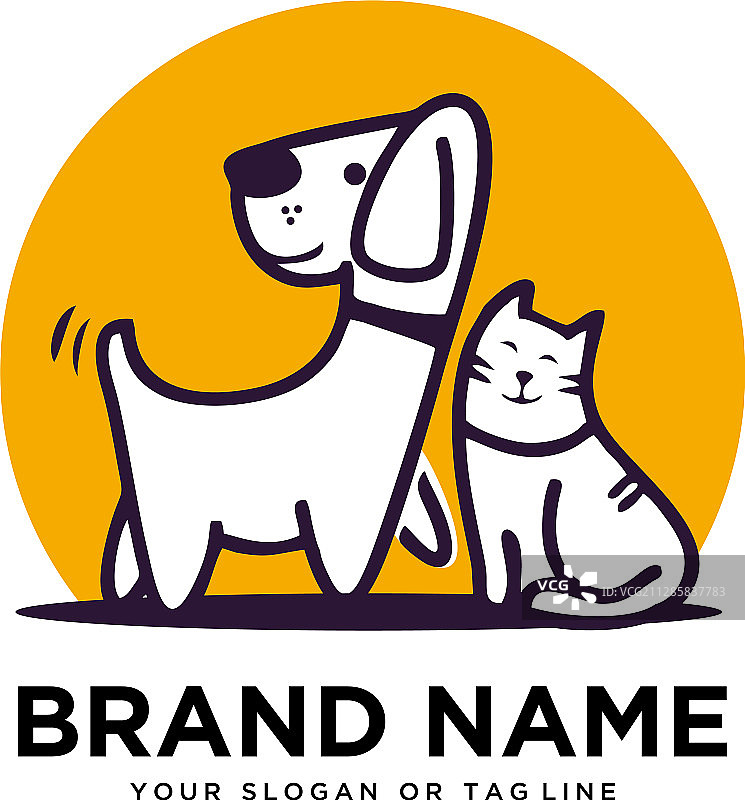 创意标志设计狗和猫的模板图片素材