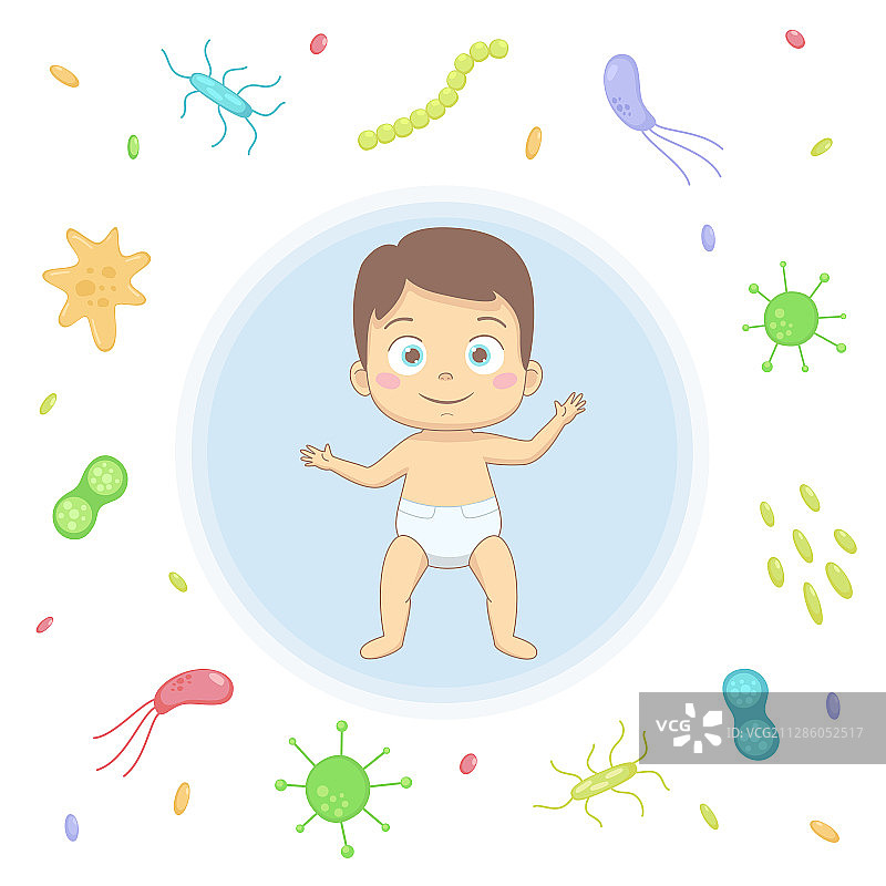 婴儿免疫系统对抗细菌和细菌图片素材