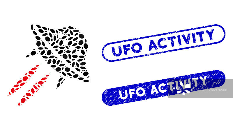 椭圆马赛克UFO开始与遇险UFO图片素材