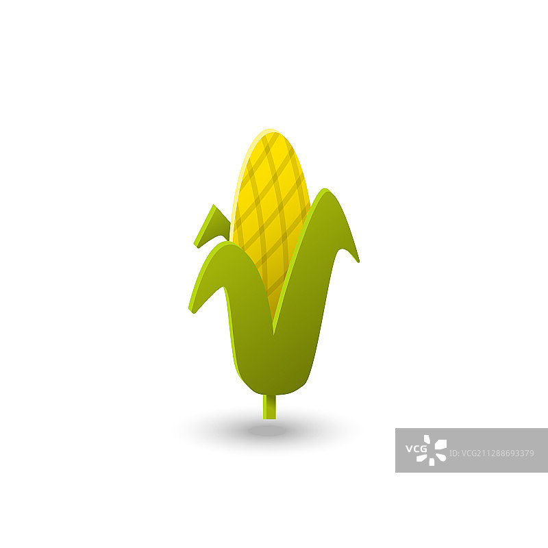 彩色玉米图标在平坦的风格图片素材