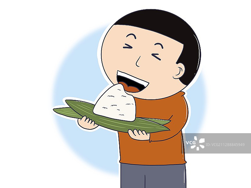 插画：吃粽子的人物图片素材