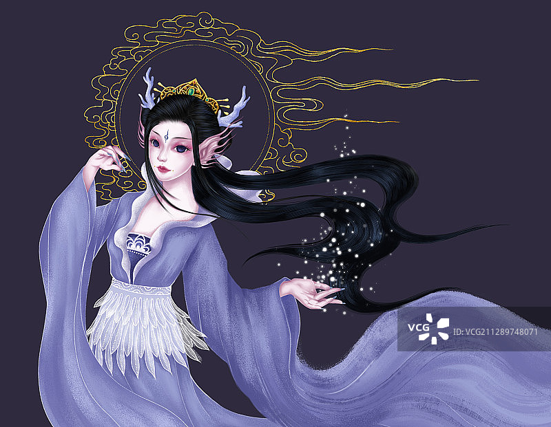 中国风神话中的龙女图片素材