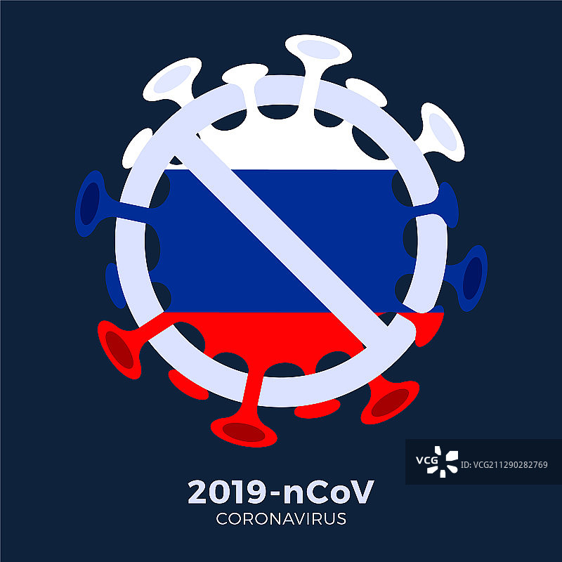 俄罗斯国旗警告停止冠状病毒图片素材