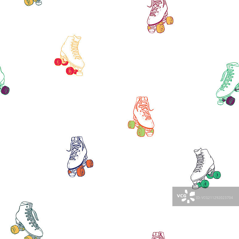有趣的彩虹色溜冰鞋在白色图片素材