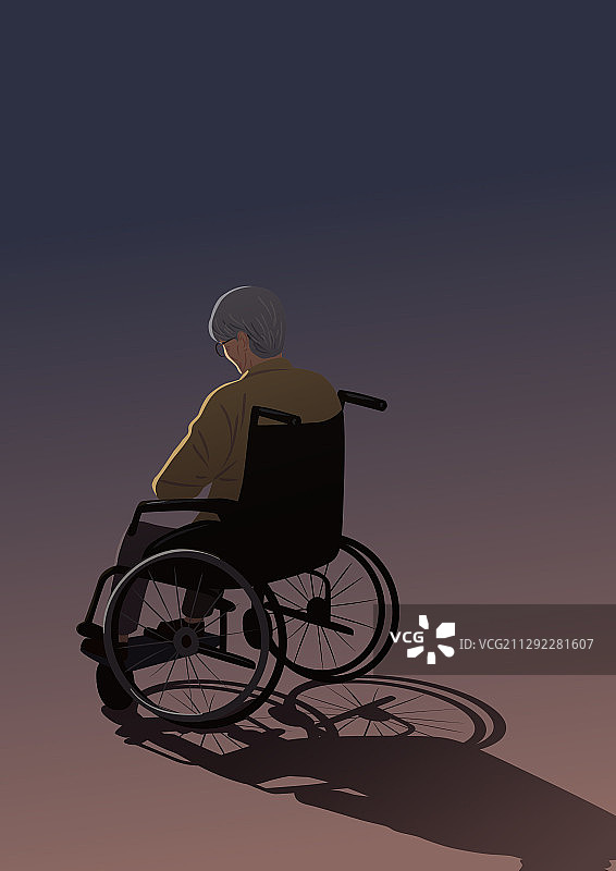 老人，忧郁，悲伤，坐轮椅图片素材