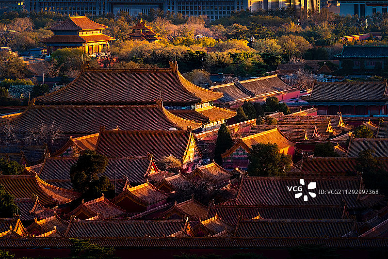 黄昏下的中国北京故宫博物院图片素材