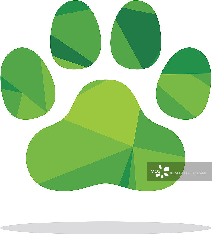 绿色多边形爪印标志模板设计图片素材