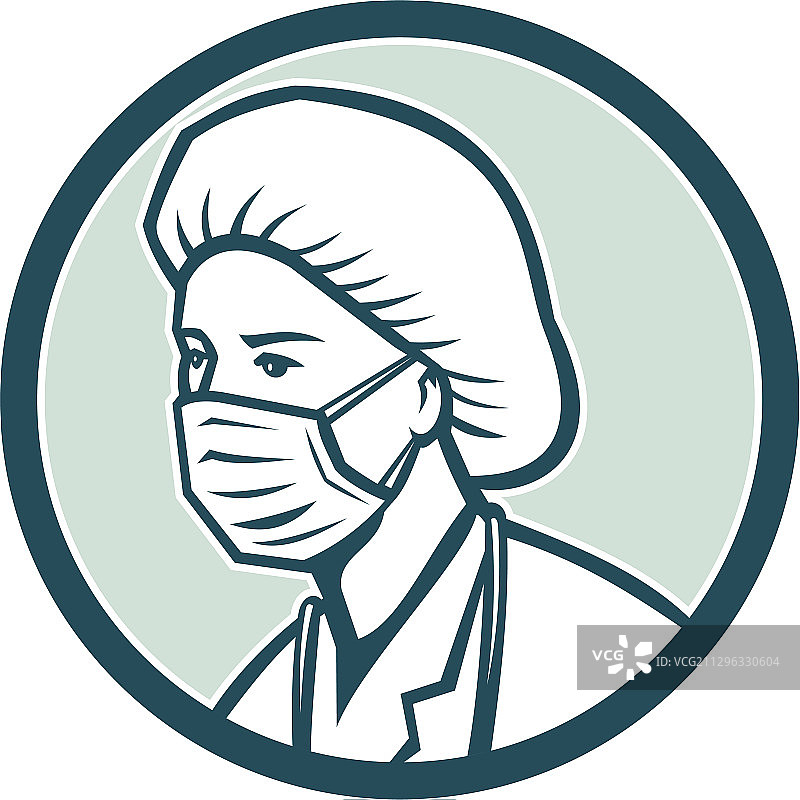 护士戴着外科口罩吉祥物图片素材