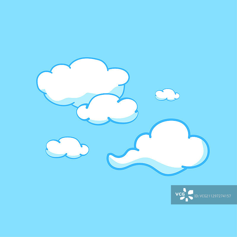 蓝色背景云朵矢量插画小清新图标图片素材