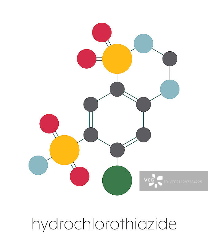 氢氯噻嗪类利尿剂，分子模型图片素材