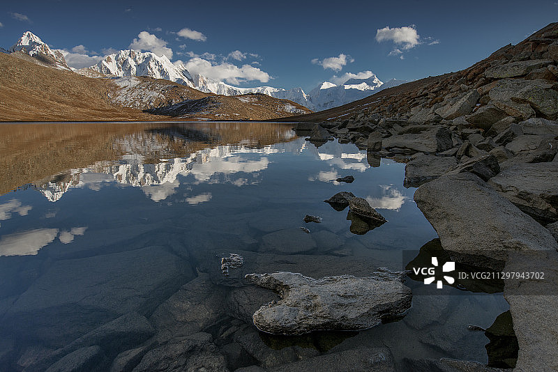 巴里什尔，巴基斯坦，冬季天空映衬的湖泊风景图片素材