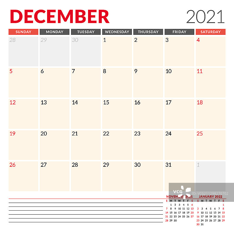 日历模板为2021年12月业务图片素材