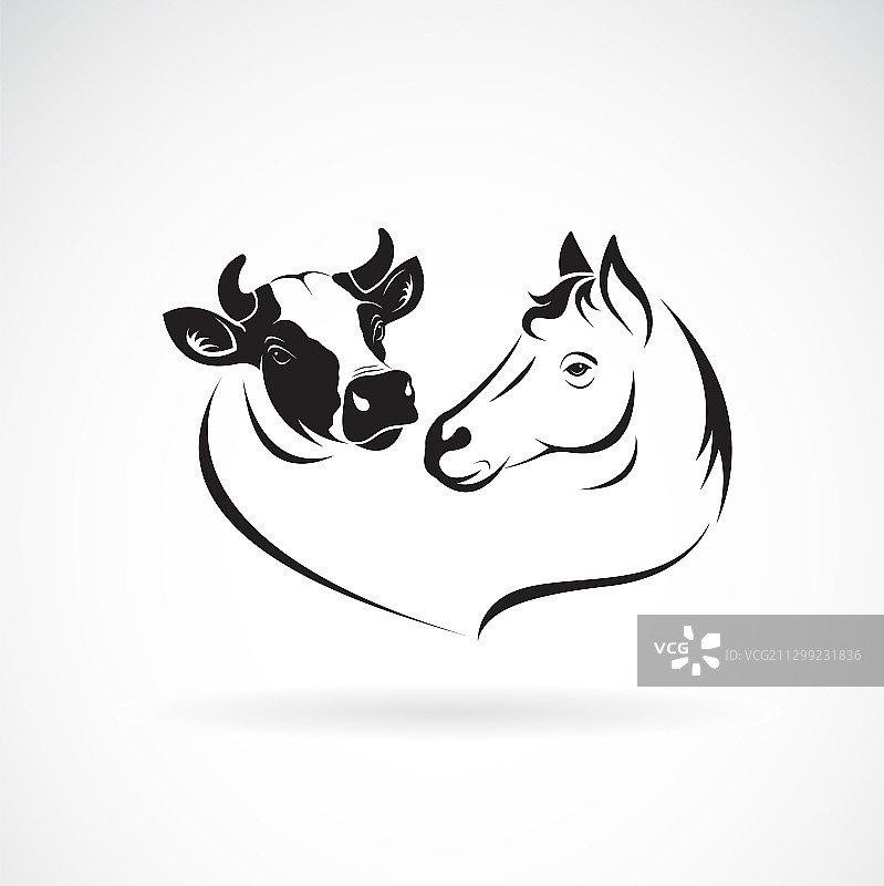马头和牛头上有白色的图案图片素材
