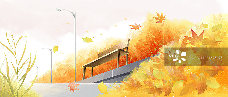 美丽的秋天景观在公园插图005图片素材