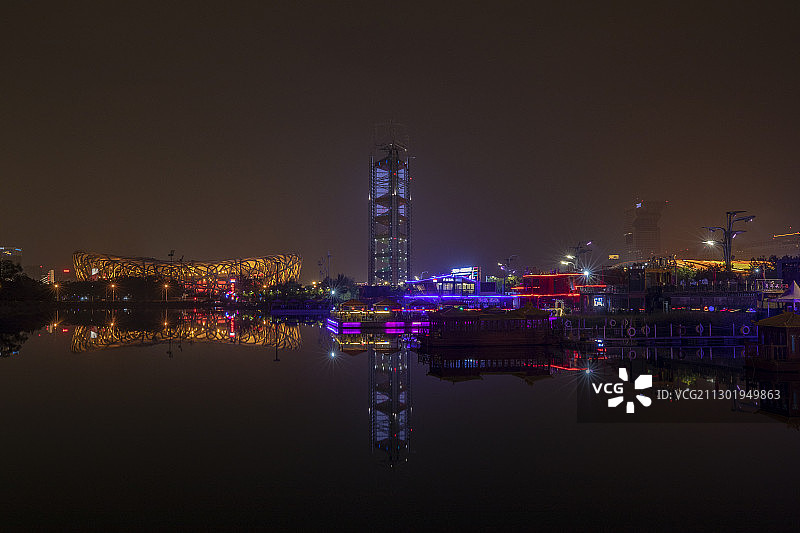 北京中秋国庆奥运广场夜景图片素材