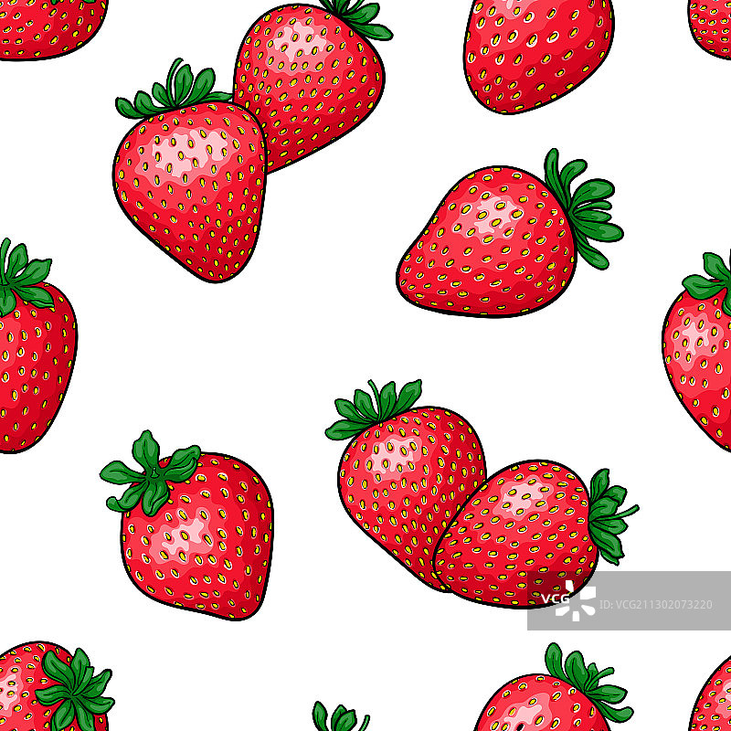 无缝图案红草莓与黑色图片素材