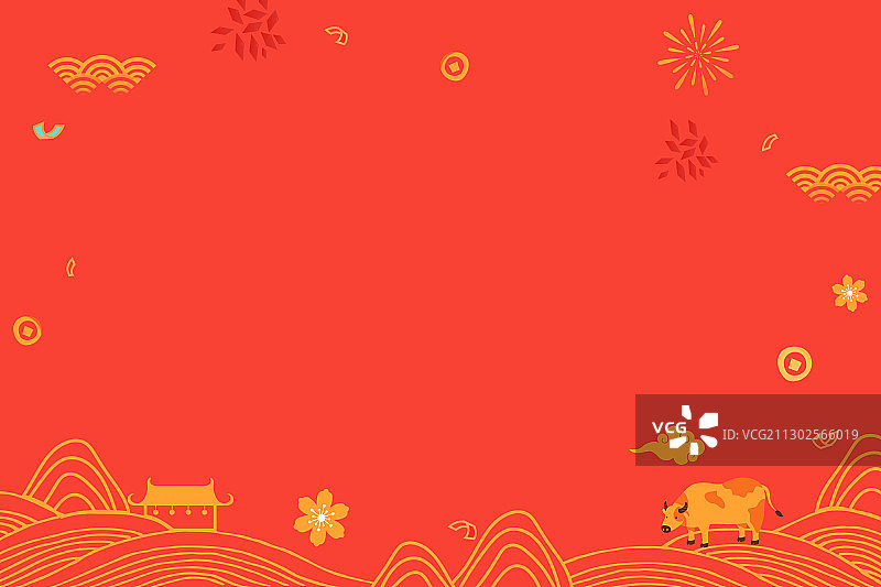 卡通新年春节牛年美食家人团圆年夜饭年货中国风国潮矢量插画图片素材