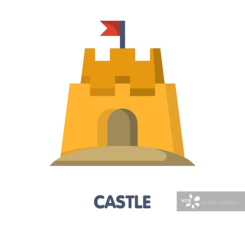 城堡沙平面图标设计图片素材