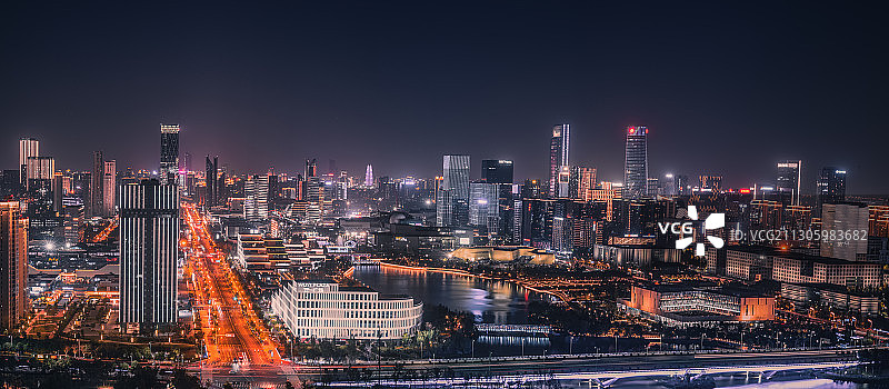 宁波东部新城天际线夜景图片素材