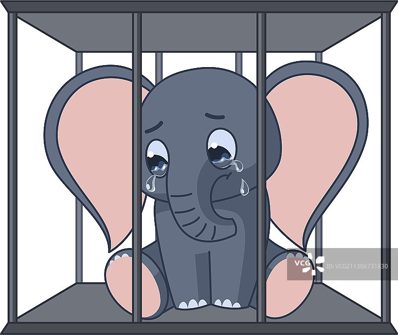 大象在笼子里哭图片素材