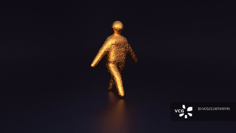 一个抽象金属人走路的循环动画图片素材