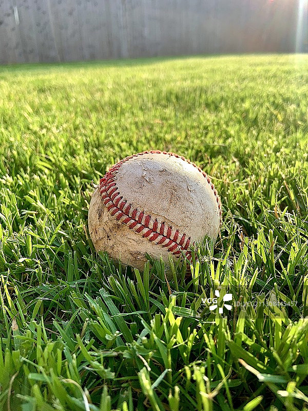 草地上棒球的特写镜头图片素材