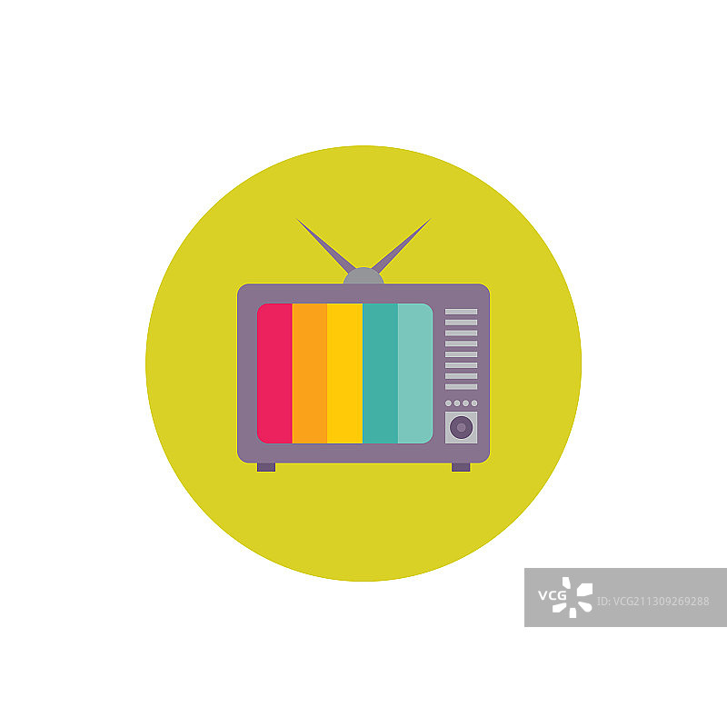 老式电视机-概念彩色图标在平面图片素材