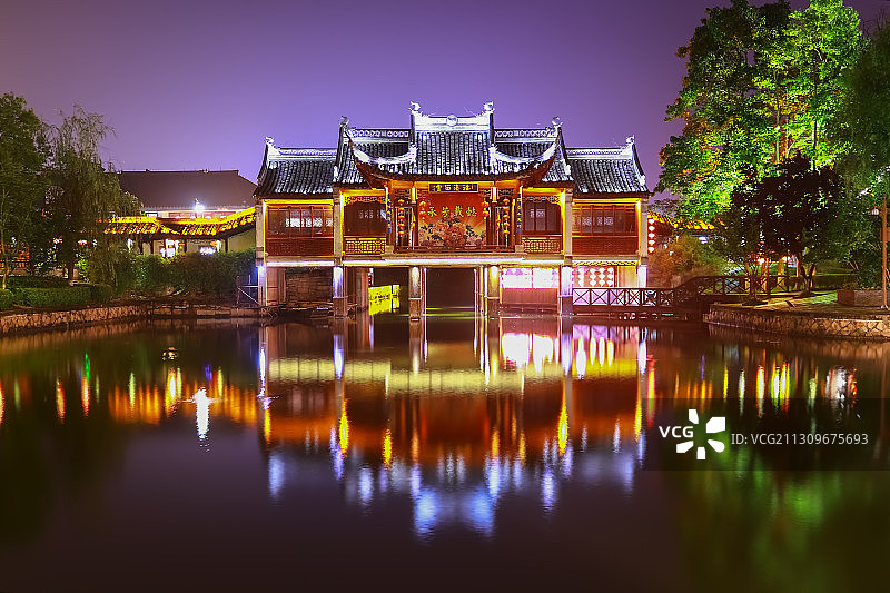 江南古镇，西塘夜色图片素材