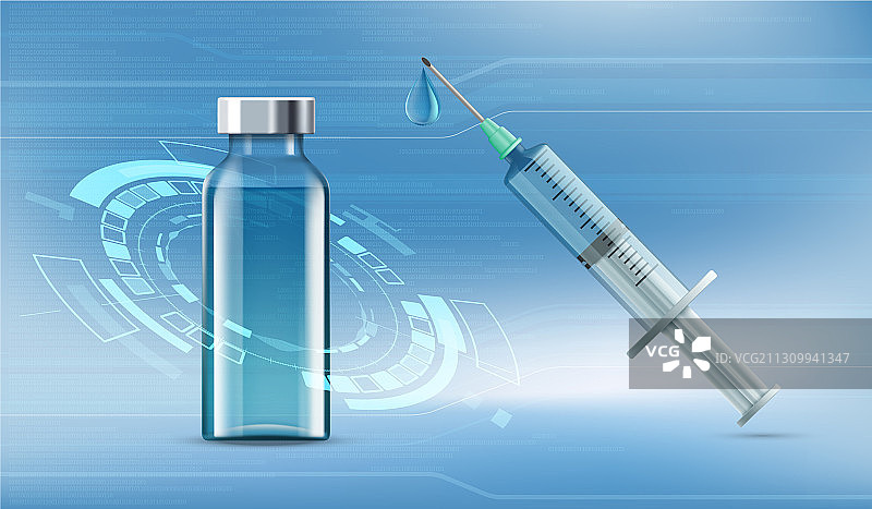 医用注射器和装有疫苗的小瓶图片素材