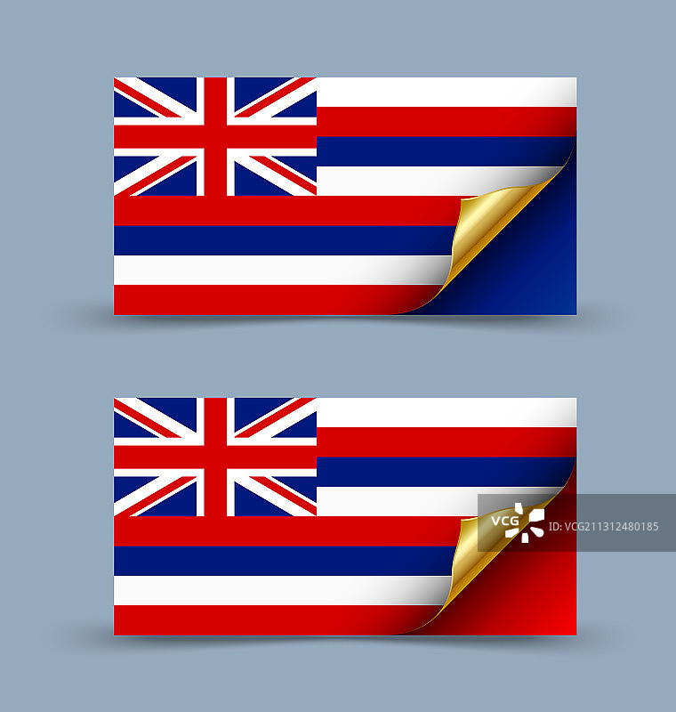 灰色的金色卷曲角的夏威夷旗图片素材