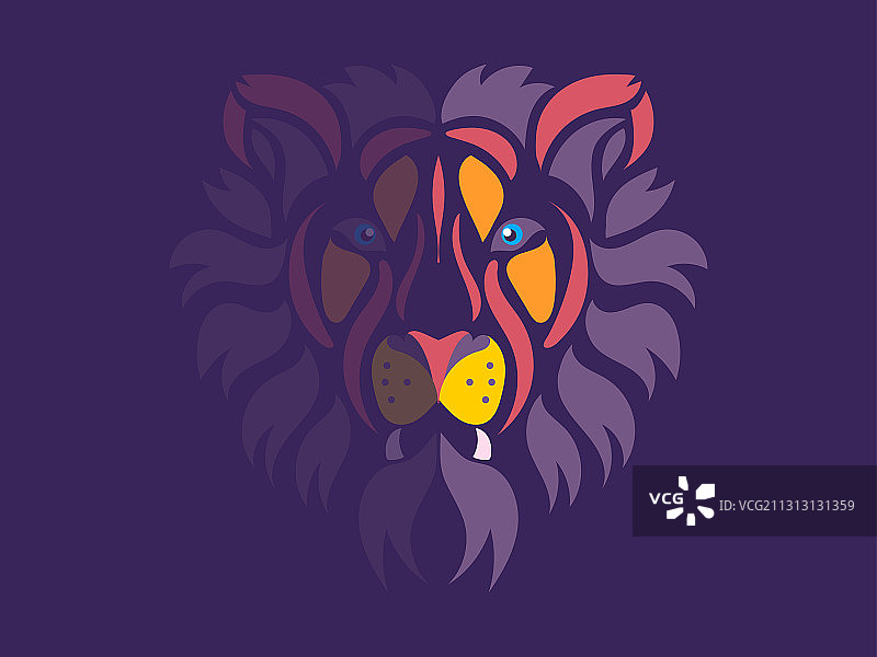 抽象图形化logo设计狮子头动物插画海报图片素材