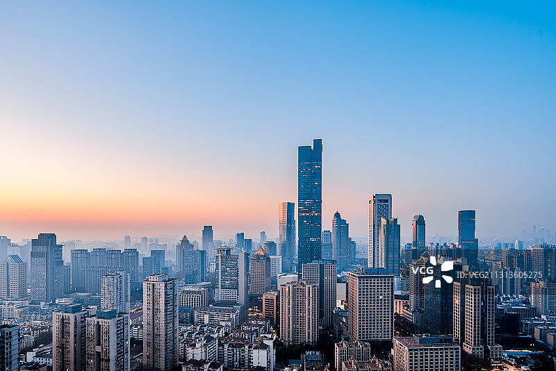 中国江苏南京城市天际线清晨风光图片素材
