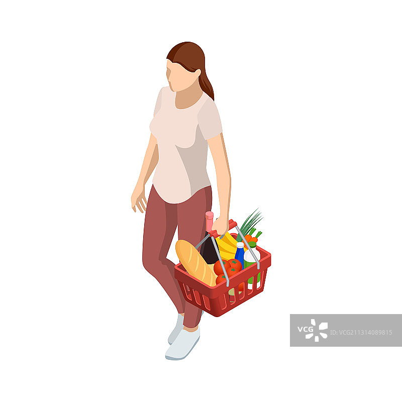 拎着超市购物篮的女人图片素材
