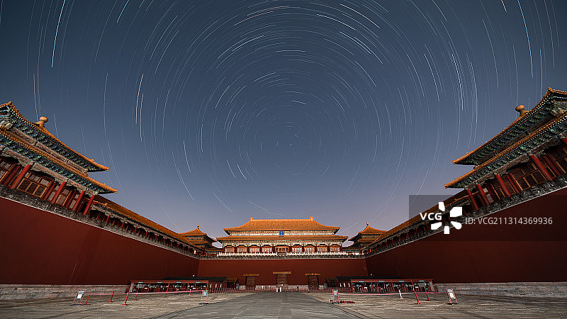 北京故宫午门星轨图片素材
