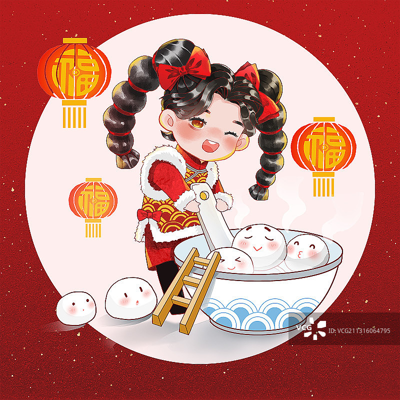 中国娃娃欢欢喜喜庆新年图片素材