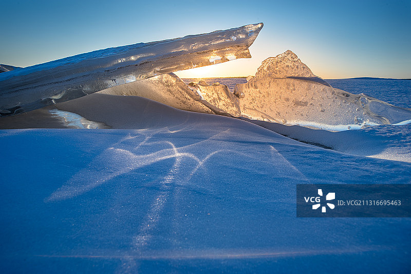 冬季 冰雪 日落 光影图片素材