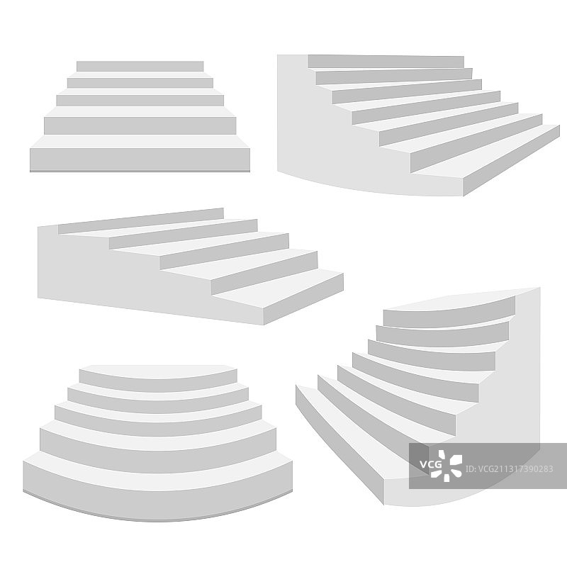 白色楼梯楼梯孤立的3d楼梯图片素材