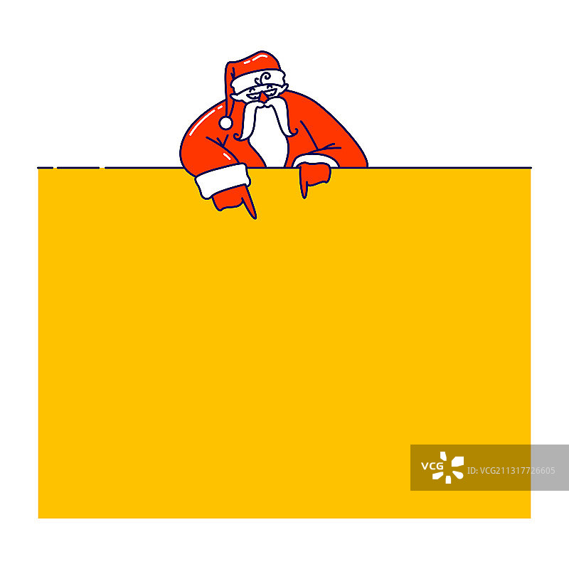圣诞老人指着黄色矩形模型空图片素材